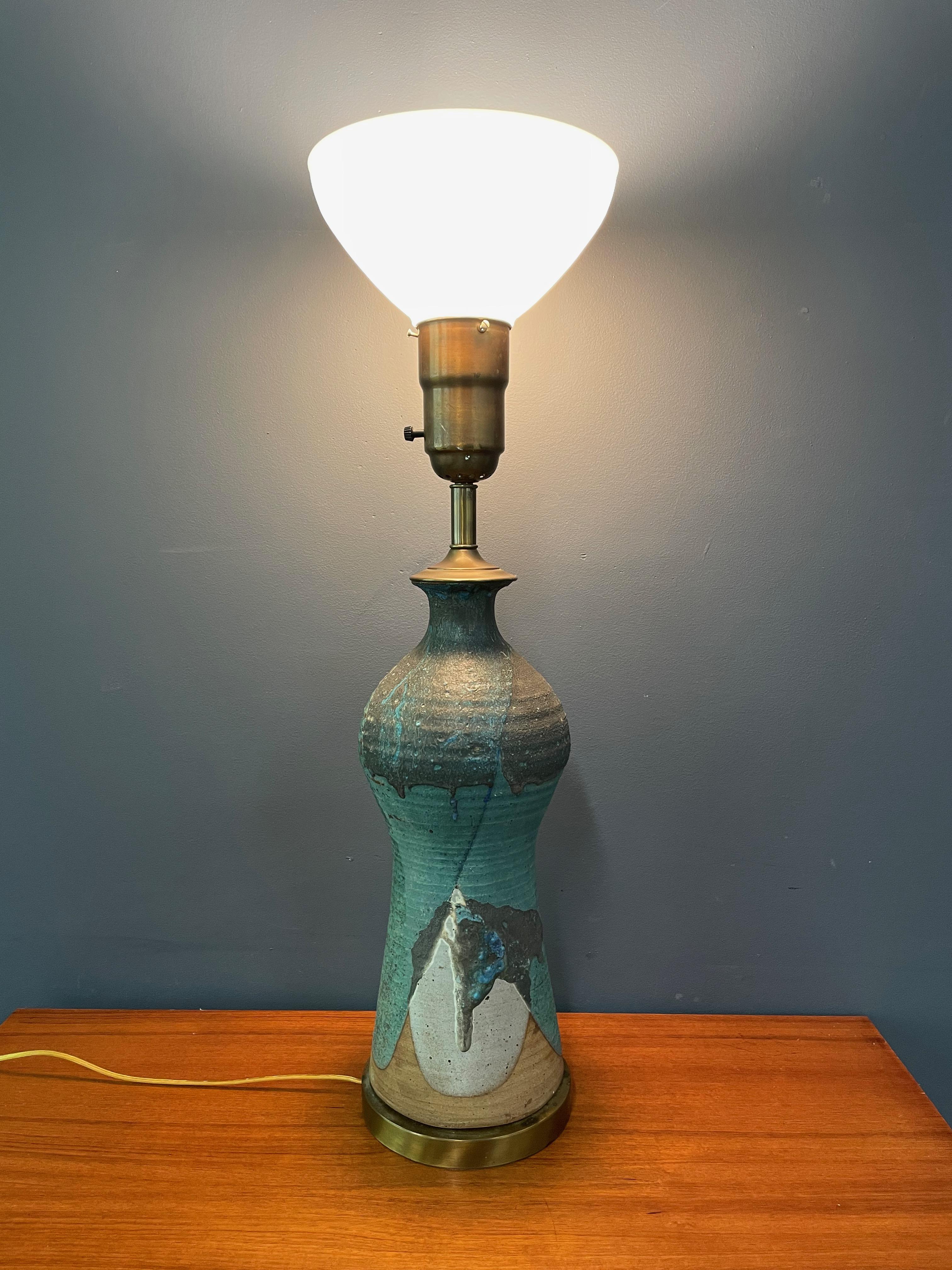 20th Century Harry Holl For Scargo Pottery Large Ceramic Lamp From His Personal Collection For Sale