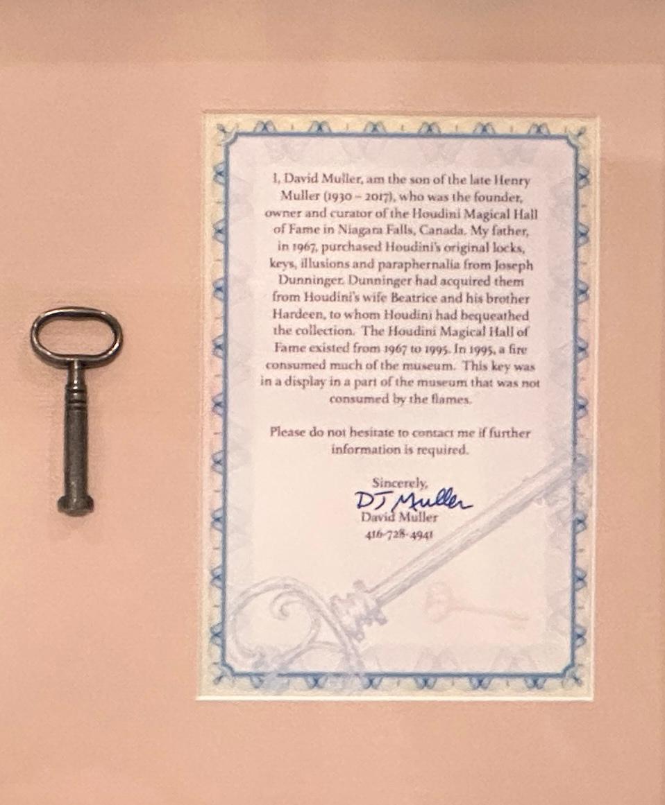 Key from Collection of Harry Houdini Previously at Houdini Museum For Sale 4