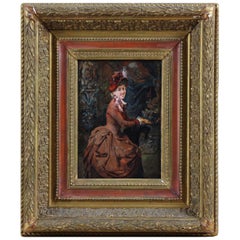 Ritratto di signora dipinto a olio su tavola di Harry Humphrey Moore