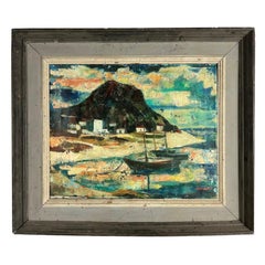 Harry Hutchinson Shaw Spanish Port City Scene Oil on Canvas