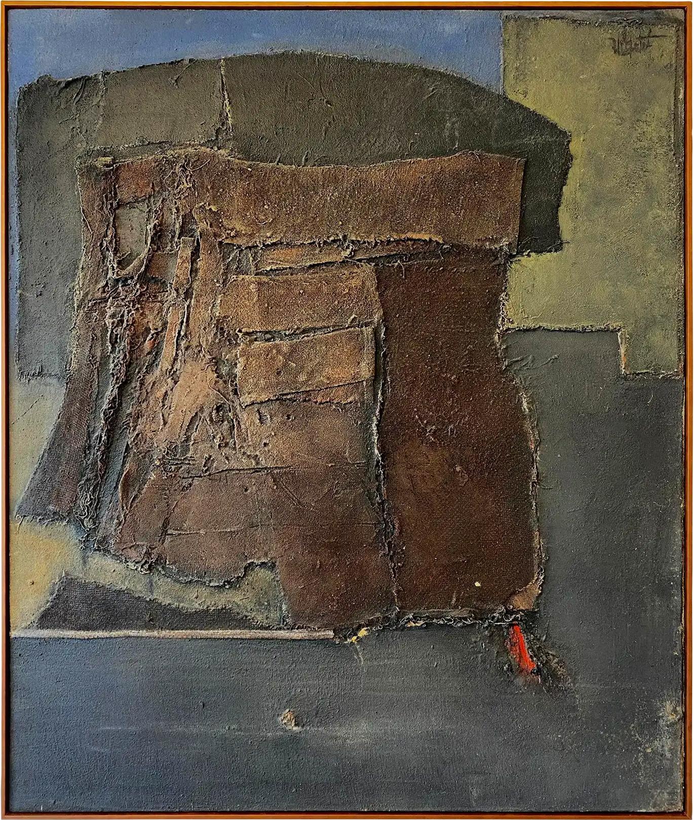 Harry Irving Gates Abstraktes Gemälde in Mischtechnik mit Skulpturen, 1962 
