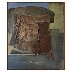 Harry Irving Gates Abstraktes Gemälde in Mischtechnik mit Skulpturen, 1962 "Roter Brennofen".