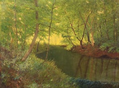 Landscape by the Stream, Impressionist Painting by Ohio Artist
