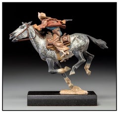 Harry Jackson Hand Painted Bronze Polychrome Sculpture Pony Express Signed Art