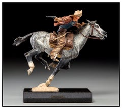 Vintage Harry Jackson Hand Painted Bronze Polychrome Sculpture Pony Express Signed Art