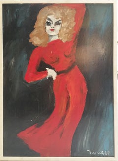 Lady Posing in a Red Dress