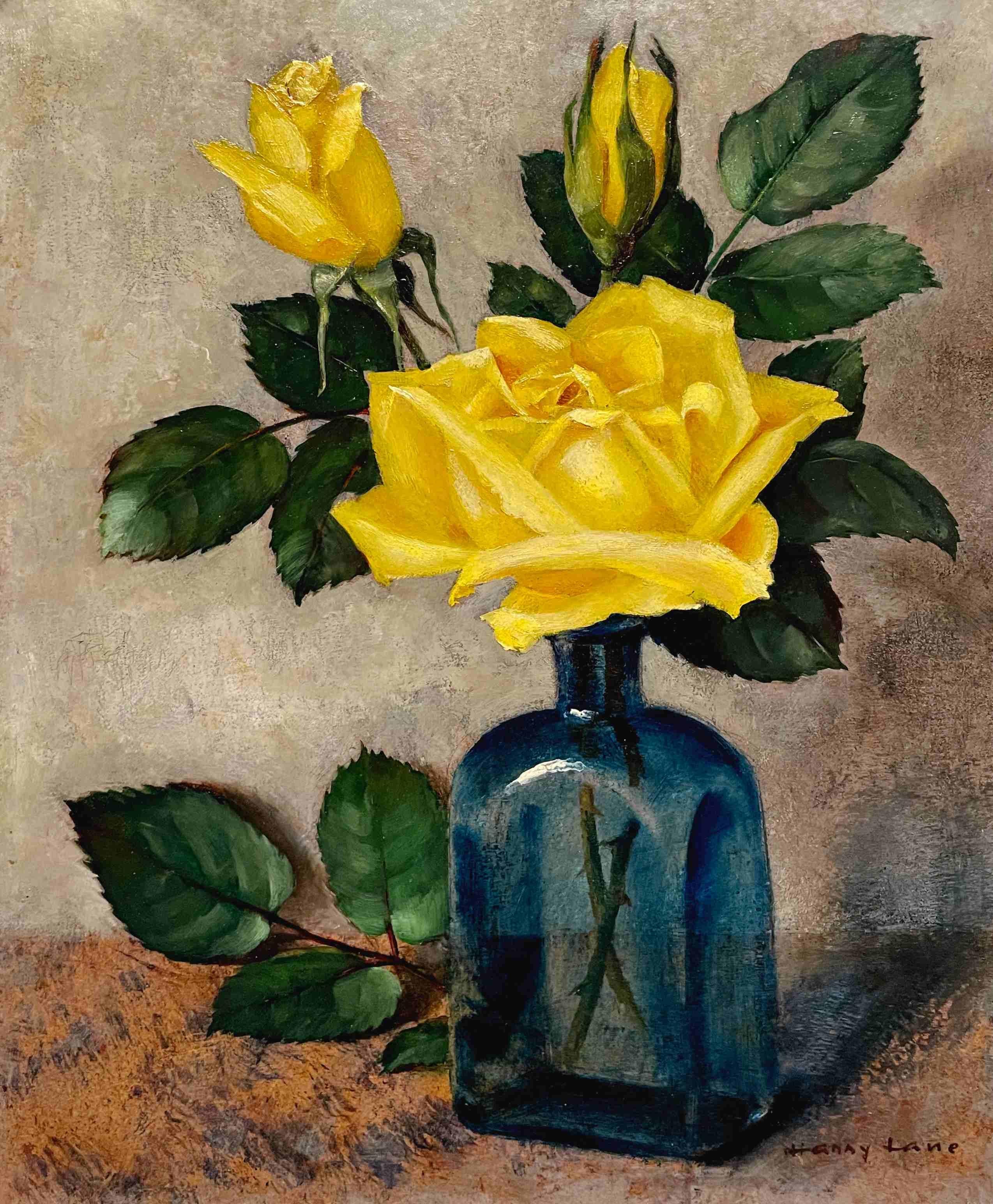 Harry Lane Still-Life Painting - Yellow Rose