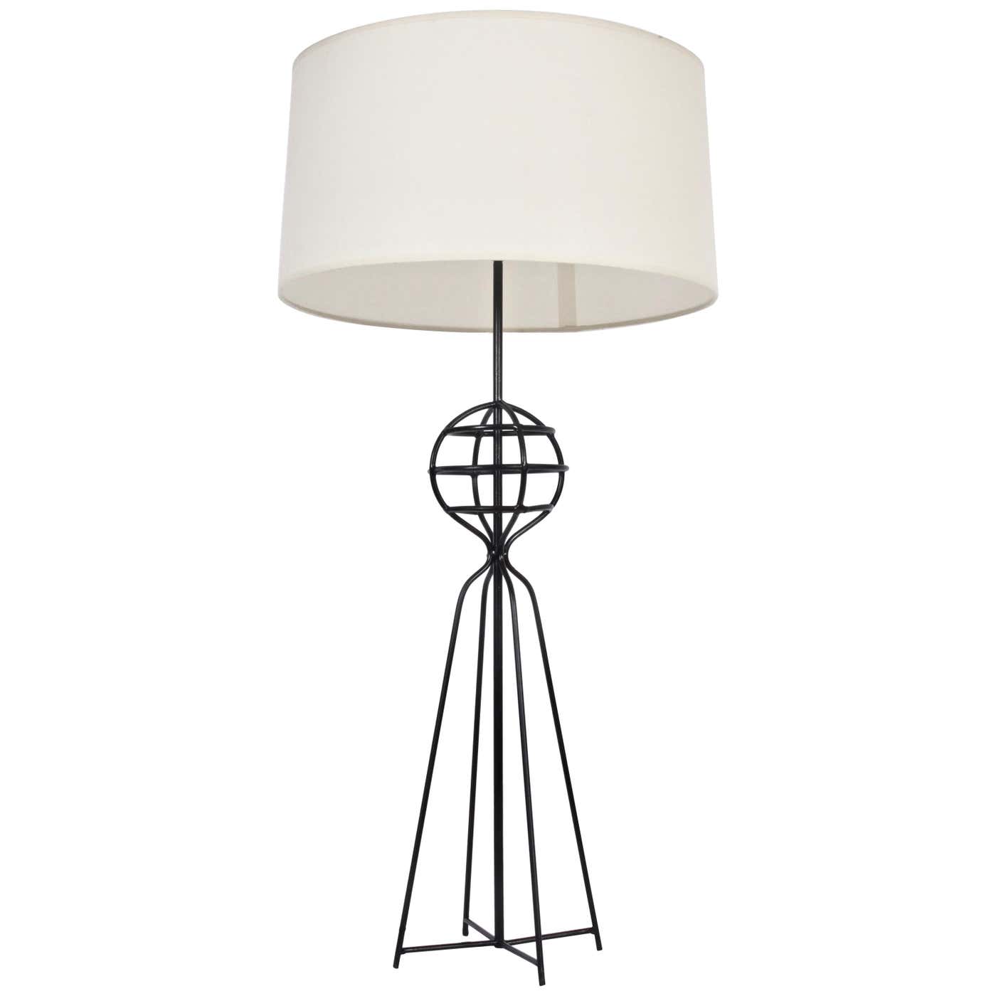 Monumental Harry Lawenda for Kneedler-Fauchere Black Iron Table Lamp, C ...
