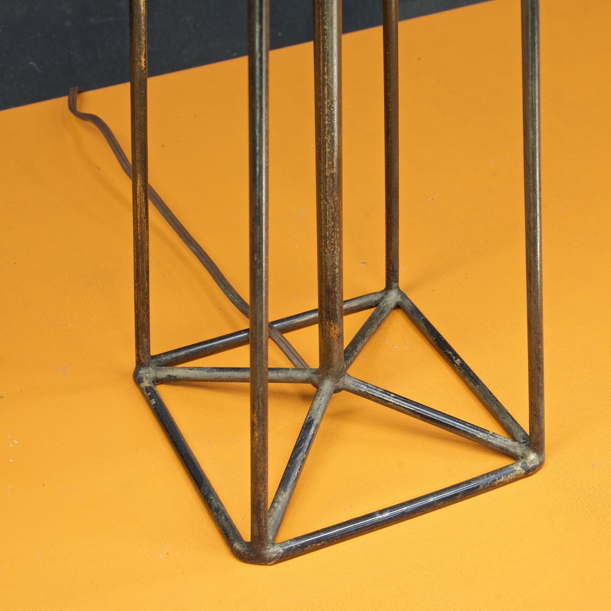 American Craftsman Harry Lawenda Iron Rod Box Table Lamp Kneedler-Fauchere 1950s Mid-Century Modern