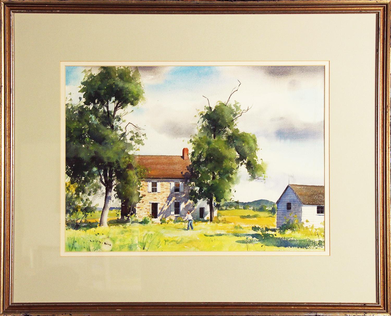 Homestead, ländliche amerikanische Landschaft von Pennsylvania-Impressionist – Painting von Harry Leith-Ross