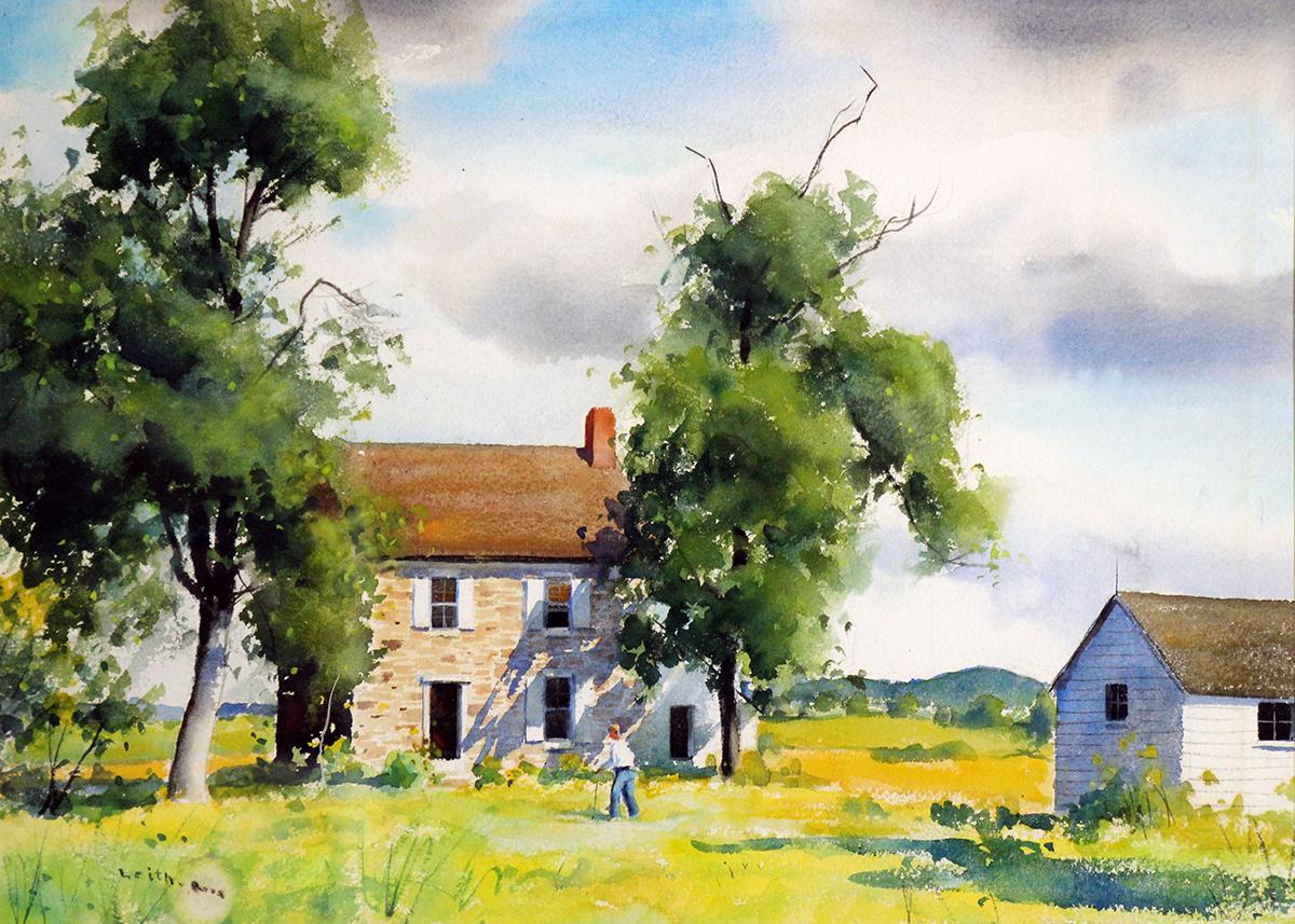Harry Leith-Ross Landscape Painting – Homestead, ländliche amerikanische Landschaft von Pennsylvania-Impressionist