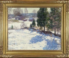 Sunlight on Snow, American Impressionist Oil Painting, 1927, Framed