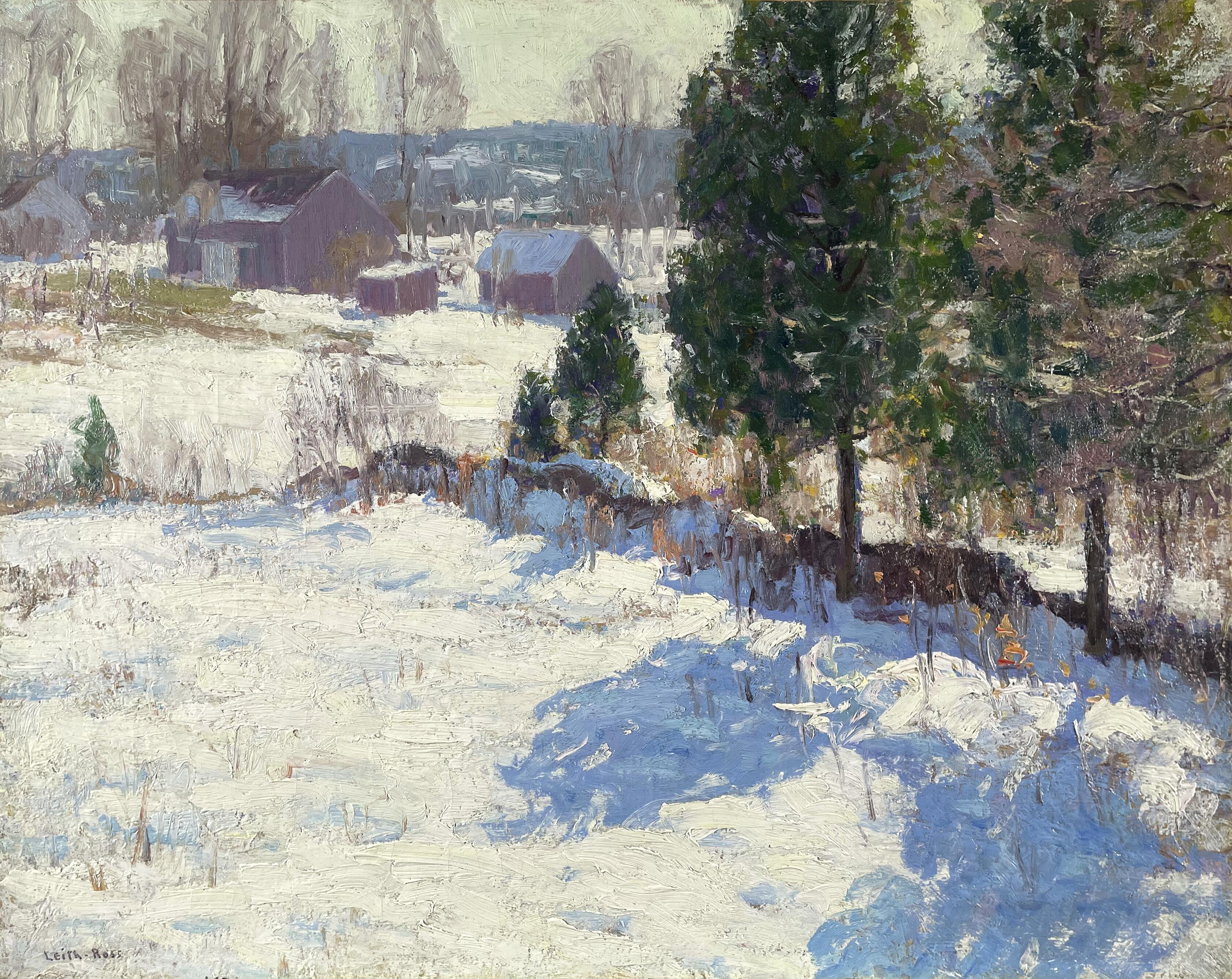 Sunlight on Snow, American Impressionist Oil Painting, 1927, Framed