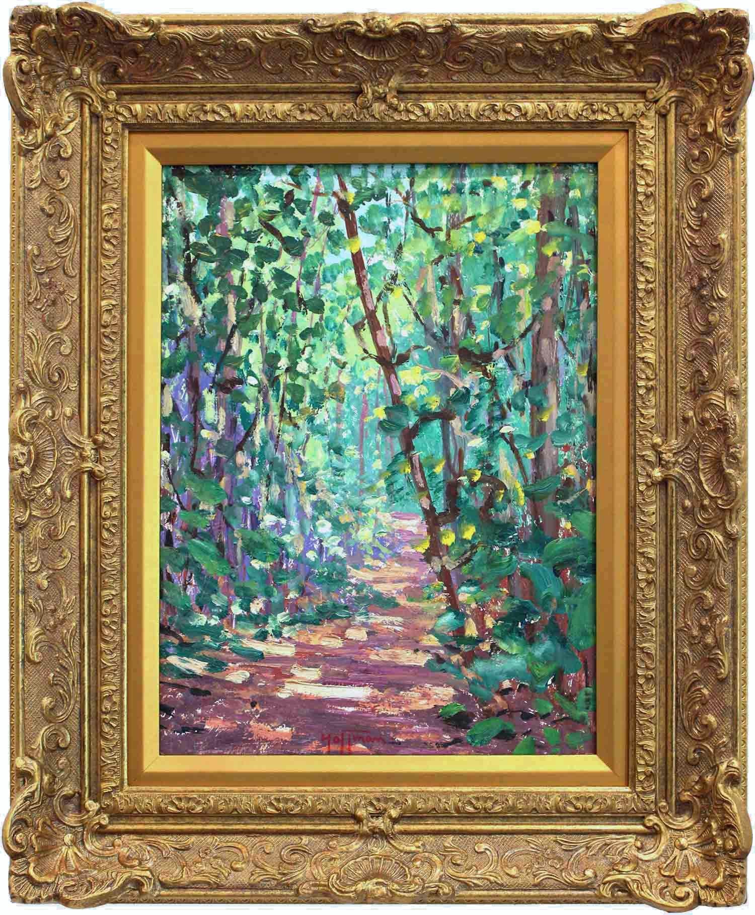 Harry Leslie Hoffman Landscape Painting - "A Trail in the Jungle - Kartabo, British Guiana" Impressionist Oil Painting