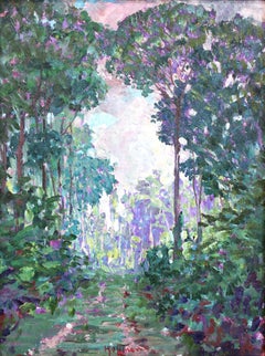 "Along the Cuyuni, British Guiana" Impressionist Landscape Oil Painting on Board