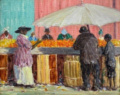 "Una vendita di arance - Savannah, 1914" Olio afroamericano impressionista della Georgia