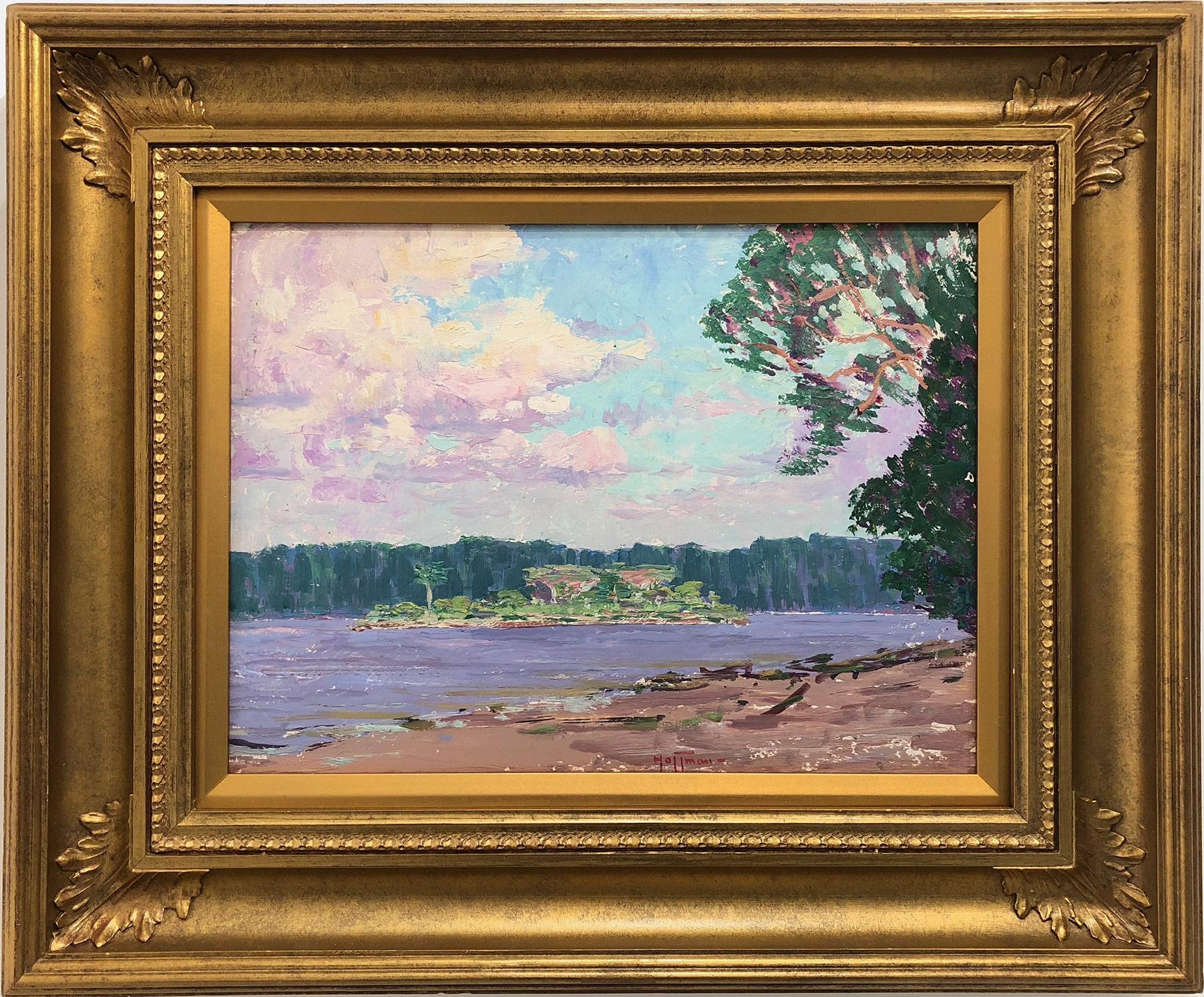 Harry Leslie Hoffman Landscape Painting - "Cayuni River, British Guiana" Impressionist Landscape Oil Painting on Board