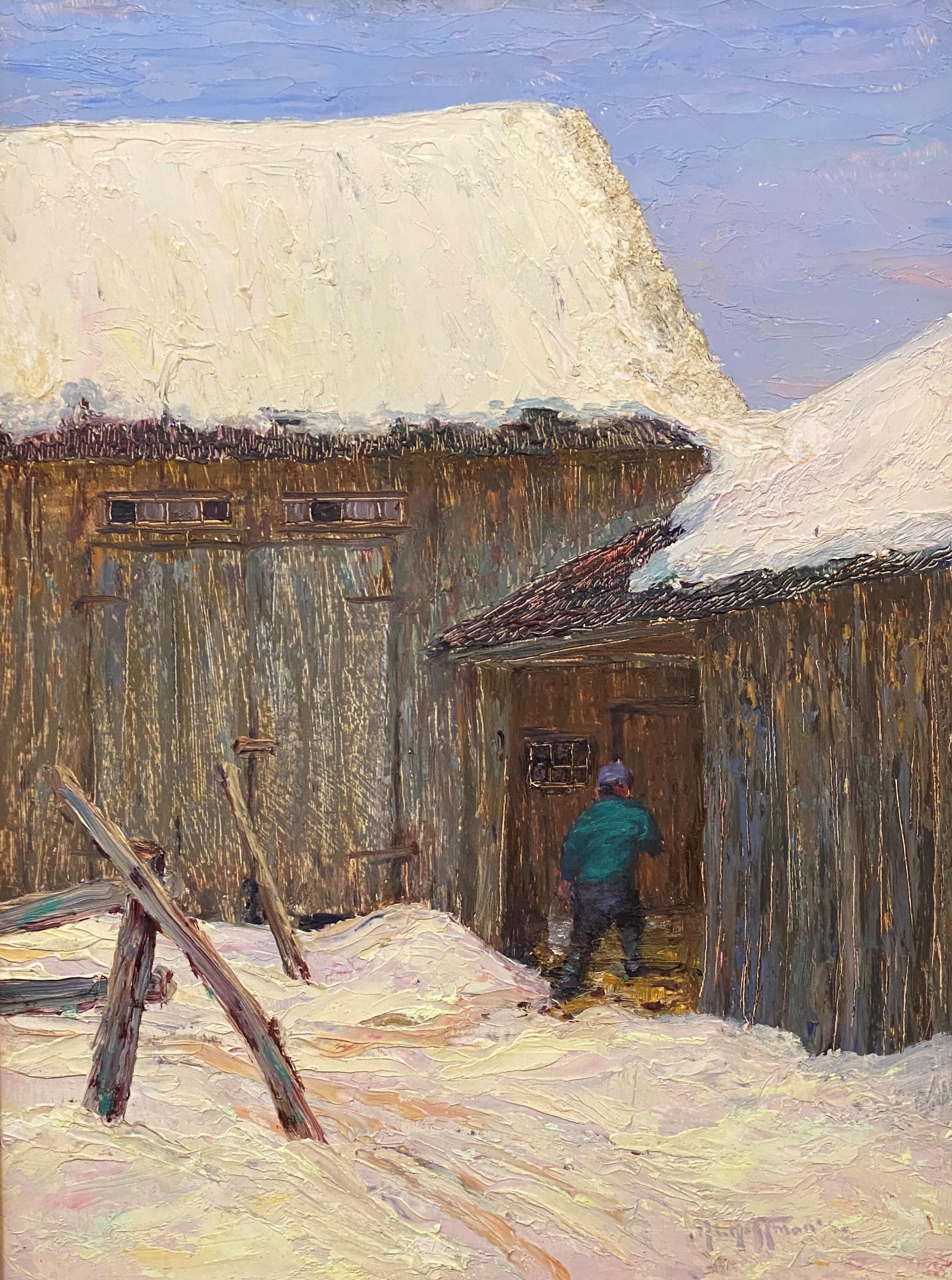 The Old Barn, Jackson - American Impressionist Art by Harry Leslie Hoffman