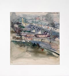 Buena Vista Aquaduct and Southern Pacific Train Los Angeles 1916 by Harry Bailey