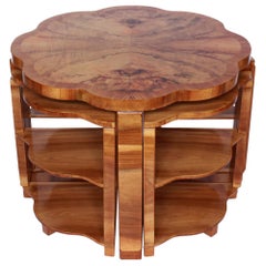 Vintage Art Deco Nest of Tables By Harry & Lou Epstein Burr Walnut English 1930's