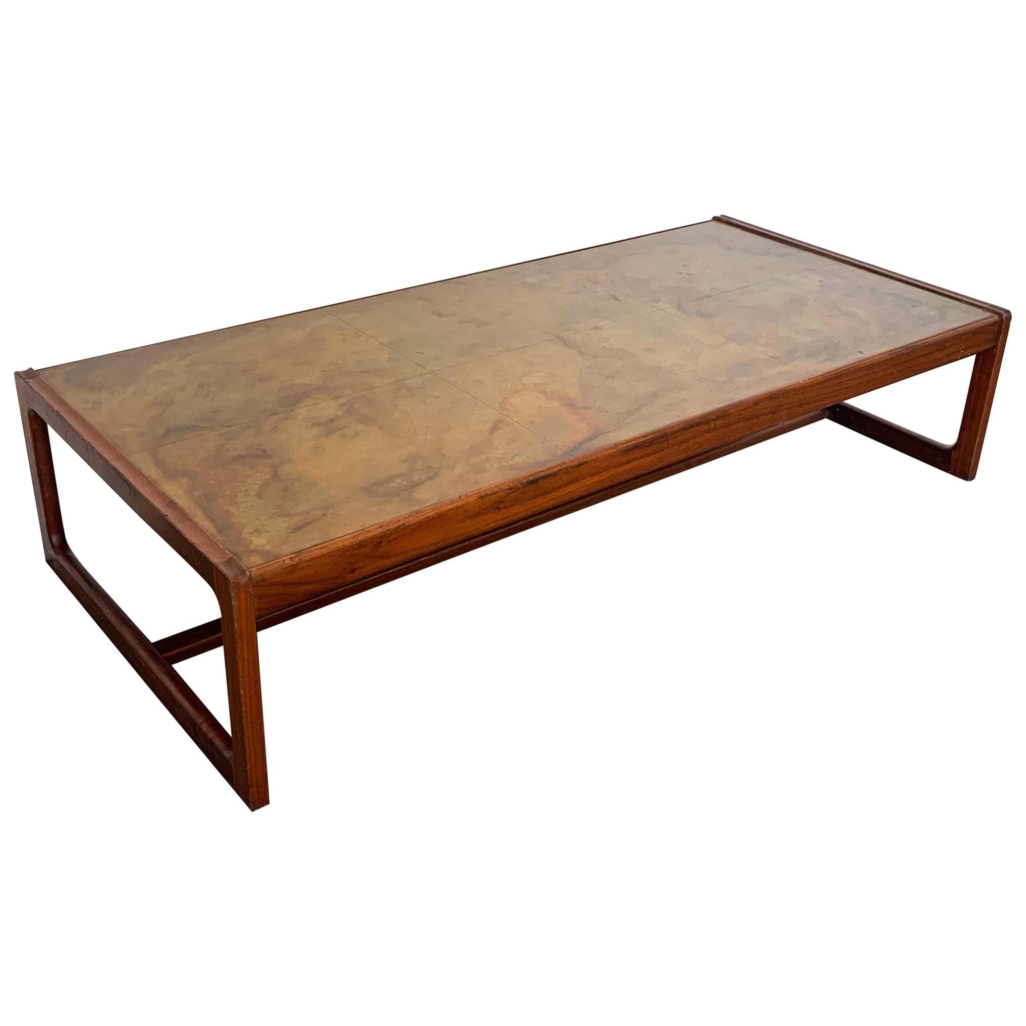 Harry Lunstead Acid Etched Copper and Walnut Coffee Table
