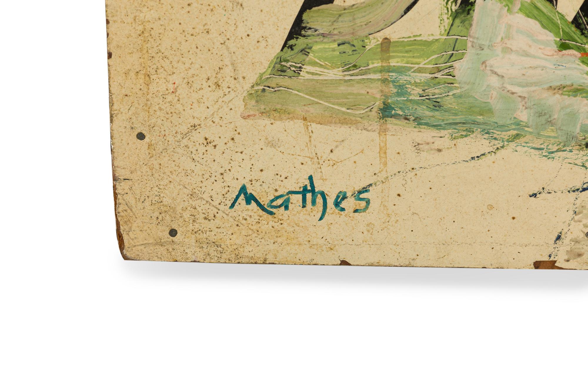 Américain Harry Mathes, peinture abstraite américaine du milieu du siècle sur carton rigide en vente