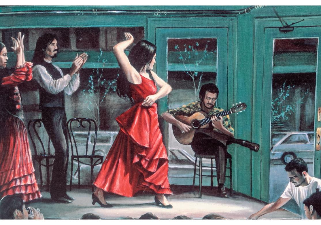 20th Century Harry McCormick 'Am., B.1942' Giclee On Canvas, Fado Performance in a Restaurant For Sale