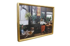 Harry McCormick "Boerum Hill Cafe" Brooklyn Inn Bar Oil Painting Gold Leaf 43"