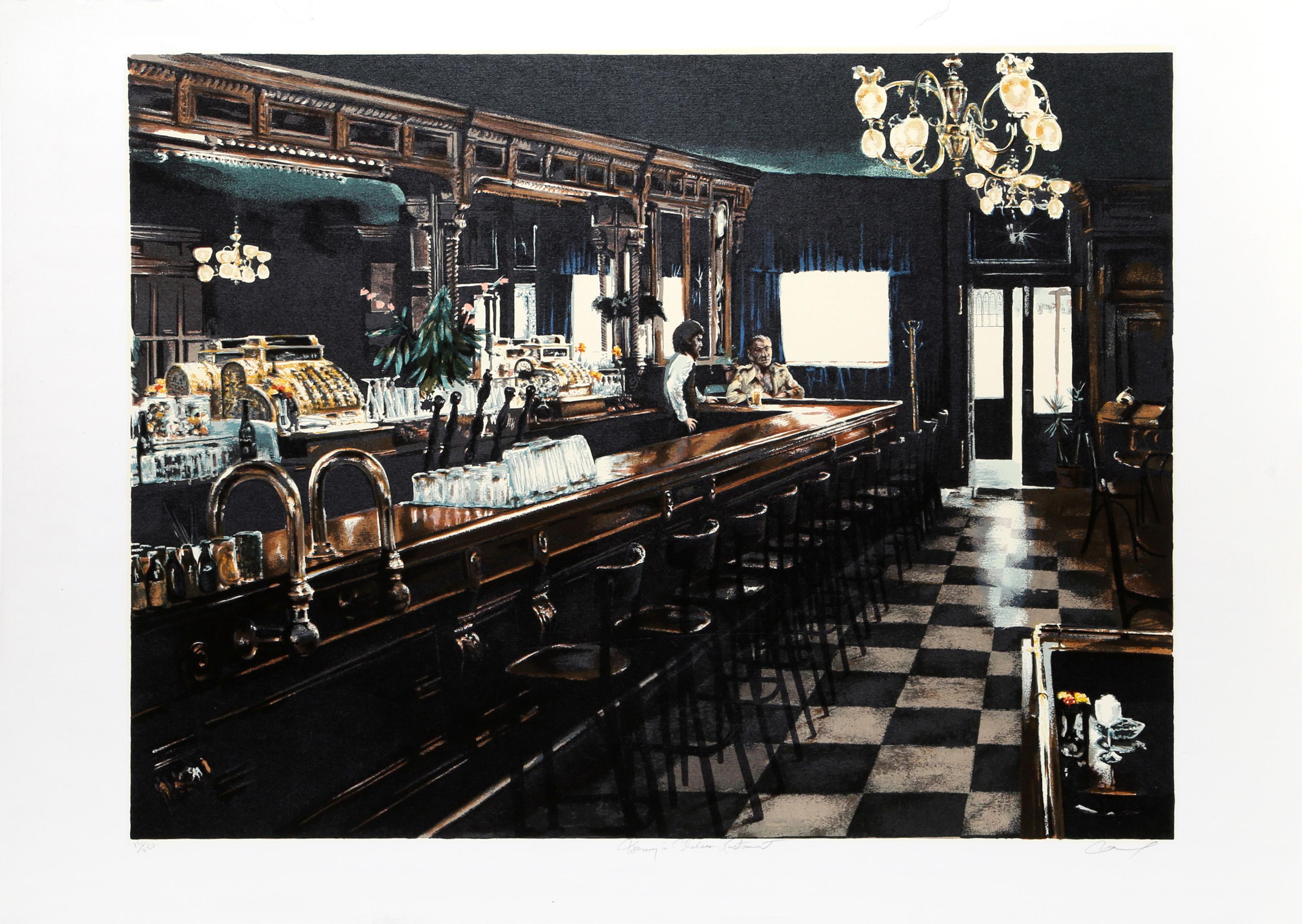 Harvey's Chelsea Restaurant, fotorealistischer Raumteiler von Harry McCormick im Angebot 3