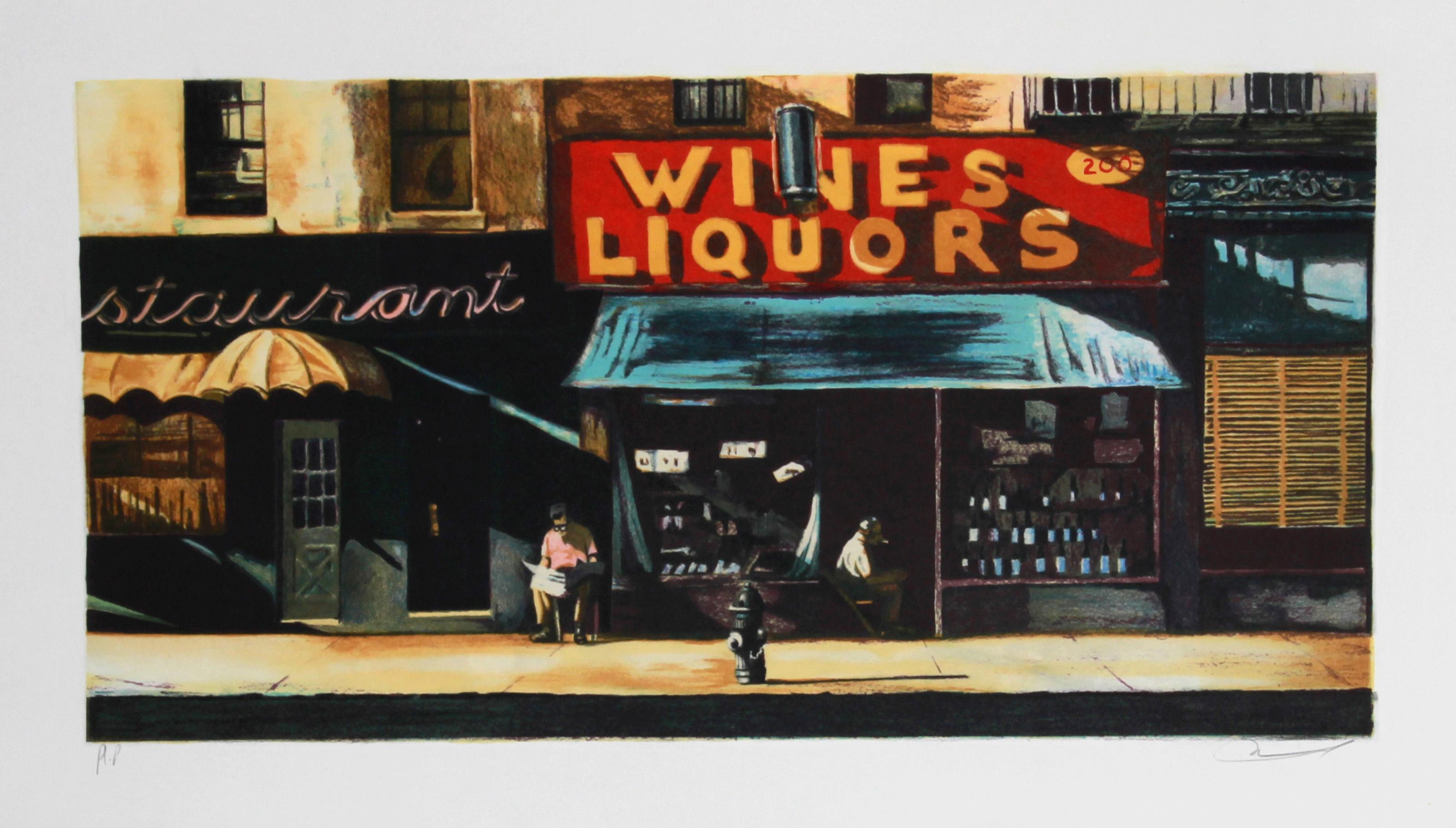 Vini e liquori, litografia fotorealista di Harry McCormick