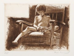 Giovane ragazzo, acquaforte e acquatinta fotorealista di Harry McCormick
