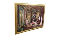 Harry McCormick "Red Interior" Victorian Palace Parlor Oil Painting Canvas 43"