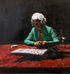 Harry McCormick The Fortune Teller Firmato Pittura a olio su C.C. di realismo contemporaneo