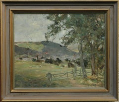 Peebles Landscape - Scottish art Impressionist oil painting hills sheep