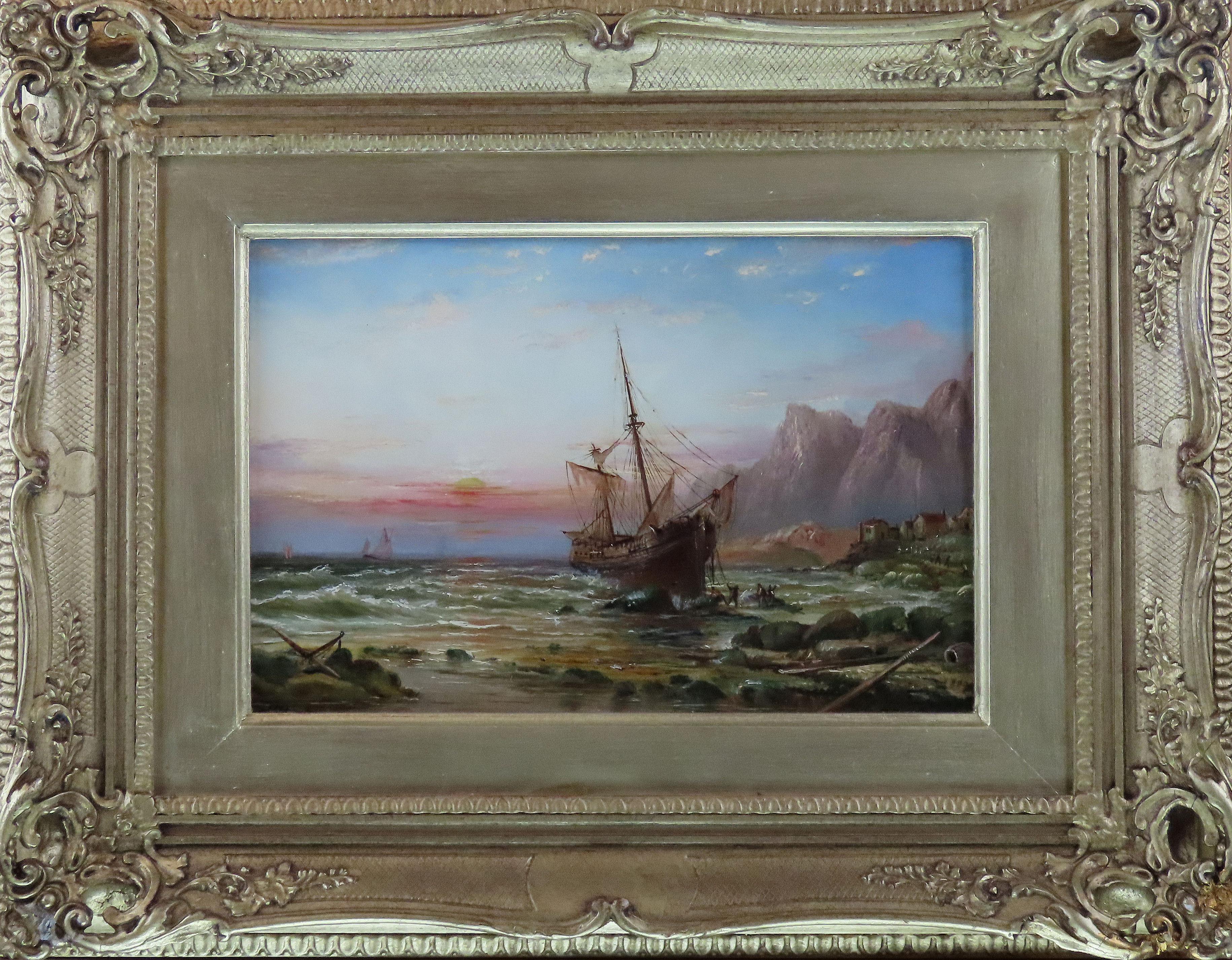 Paar Original-Öle auf Leinwand. HARRY MILLSON HUNT, „Evening off the Coast“