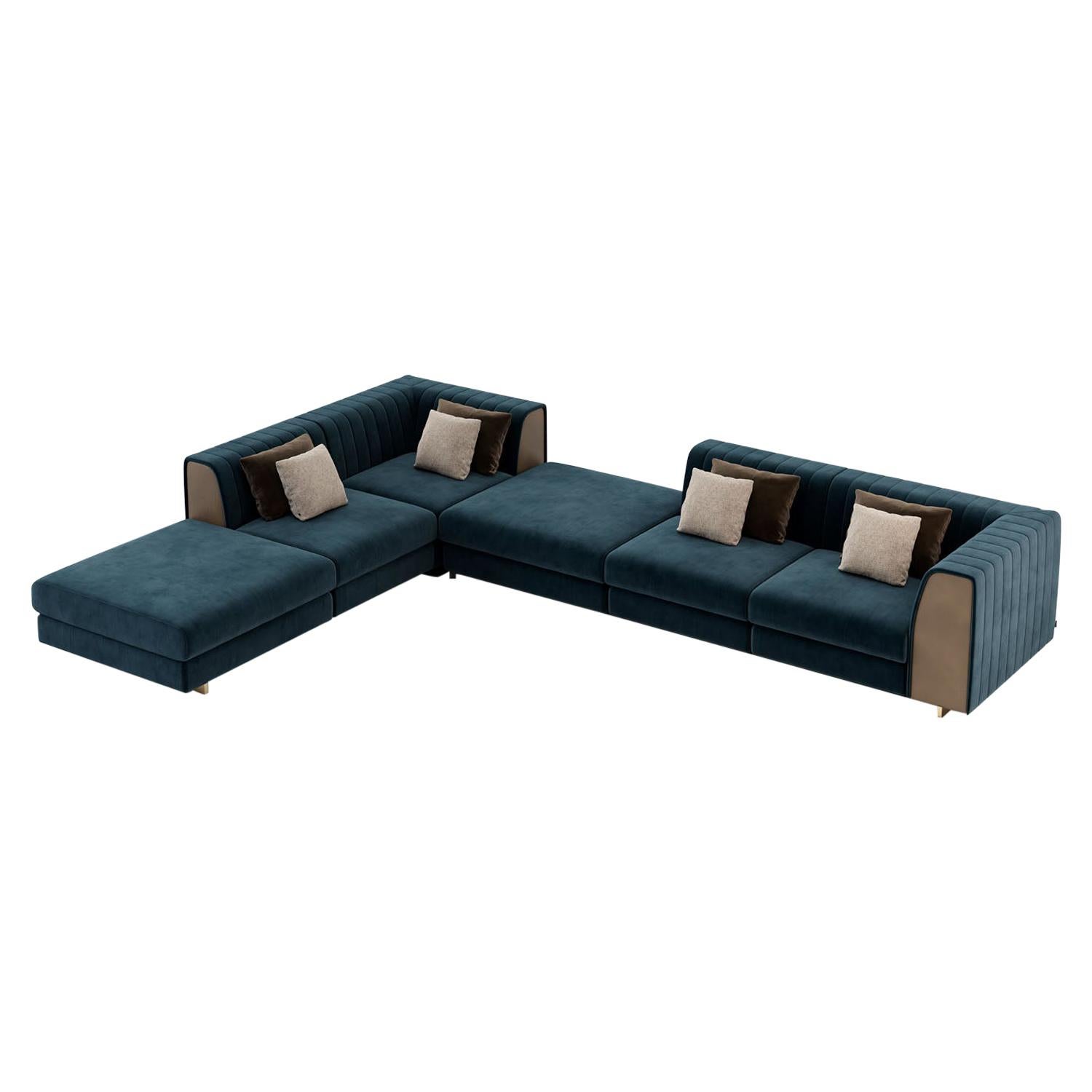 Modular sectional sofa with customisable fabric by Laskasas For Sale
