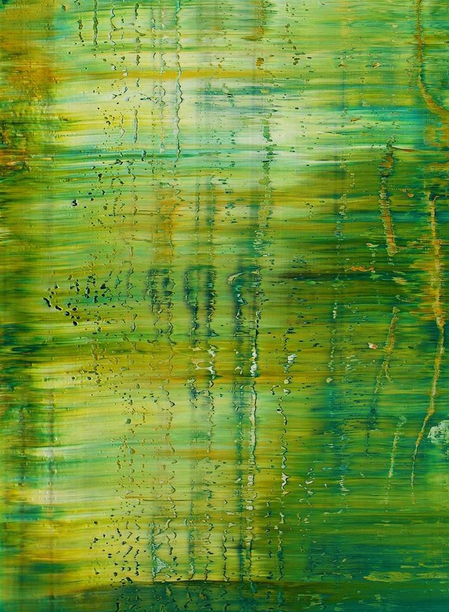 Affiche abstraite vert n°490 - Vert Abstract Painting par Harry James Moody