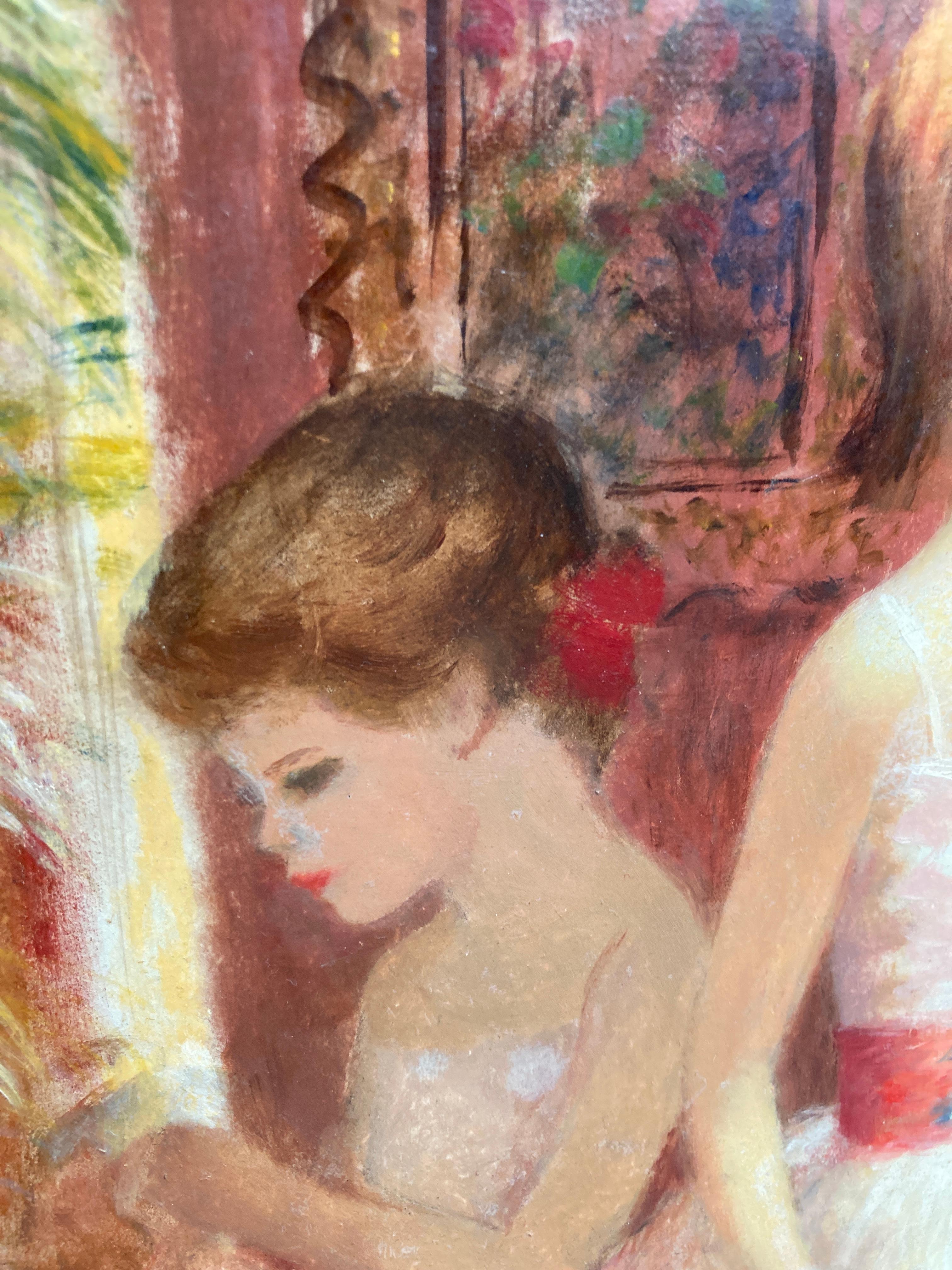Junge Ballerinas (Braun), Figurative Painting, von Harry Myers