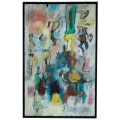 Harry Nadler 1960 Signed “Ladybug” Oil on Canvas Abstract Painting