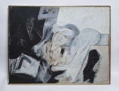 Peinture à l'huile expressionniste abstraite vintage de l'école de New York par Harry Nadler:: 1962