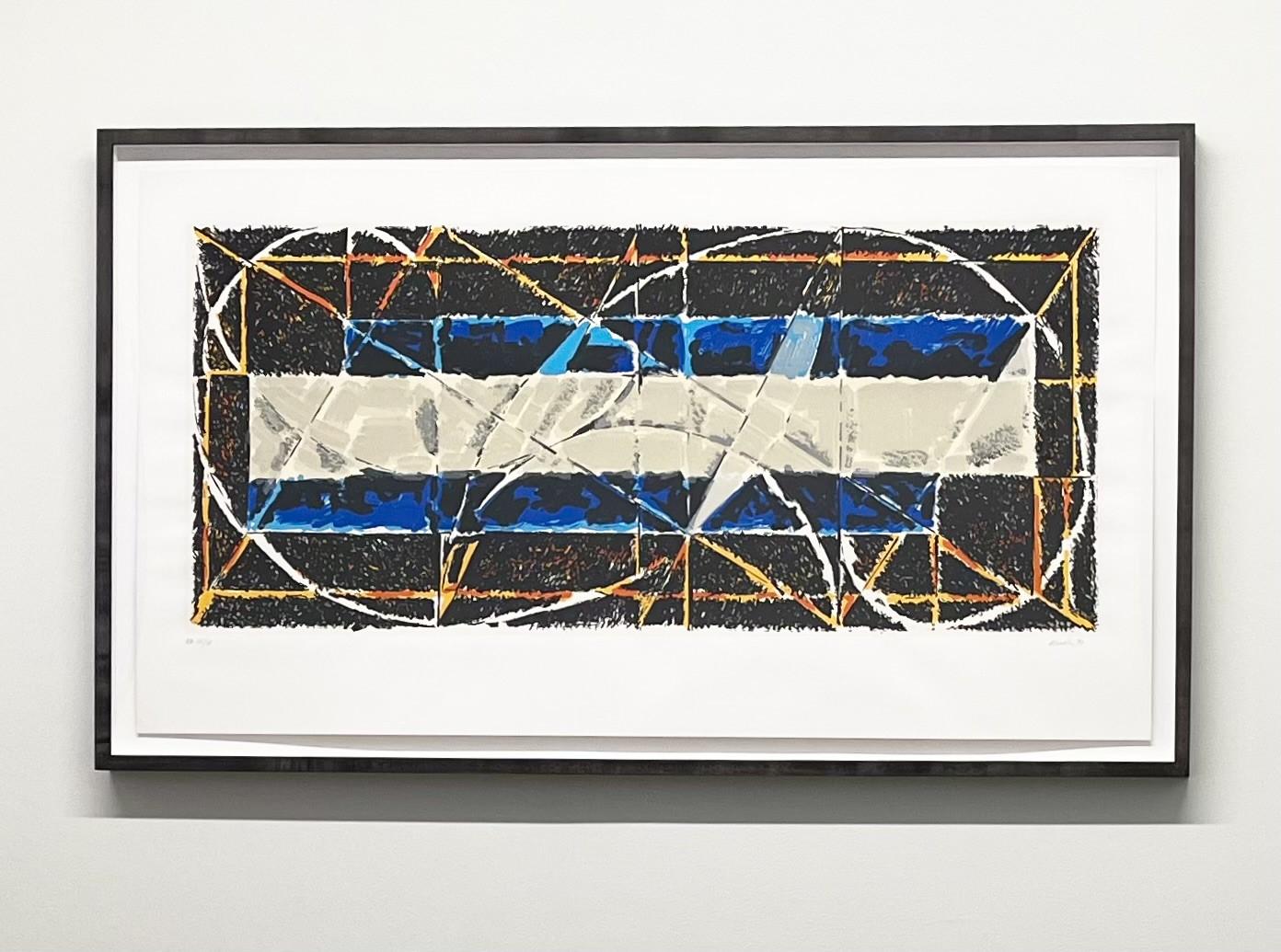 Sans titre, 1990 par Harry Nadler (formes bleues et blanches abstraites) en vente 1