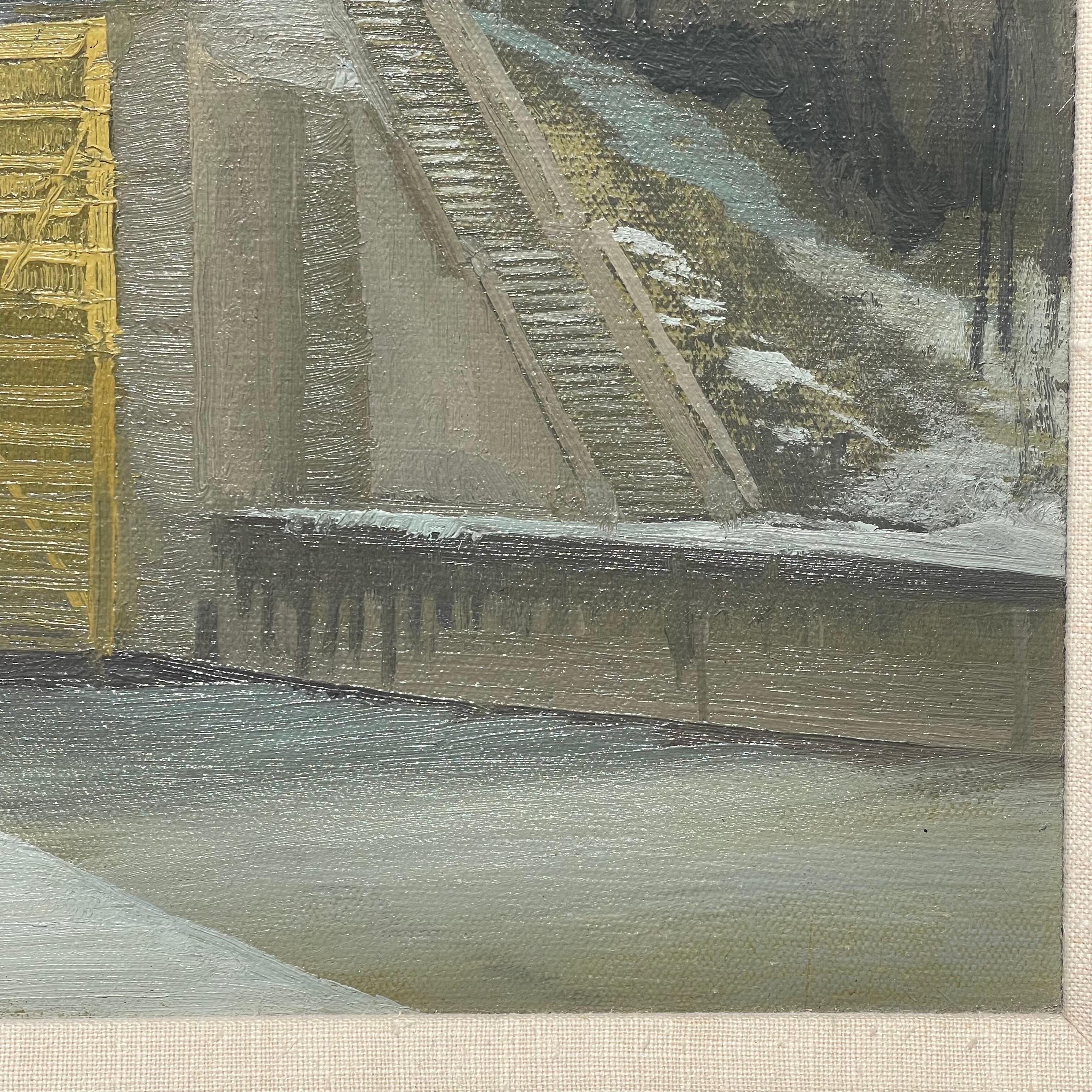 20th Century Harry Orlyk, b.1947, Landscape Oil Painting, River Locks, Dated 1986 For Sale