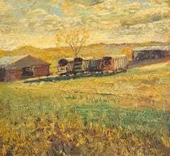 #5264 Wilber McIntyre's Wagons: Impressionistische Landschaft En Plein Air auf Leinen