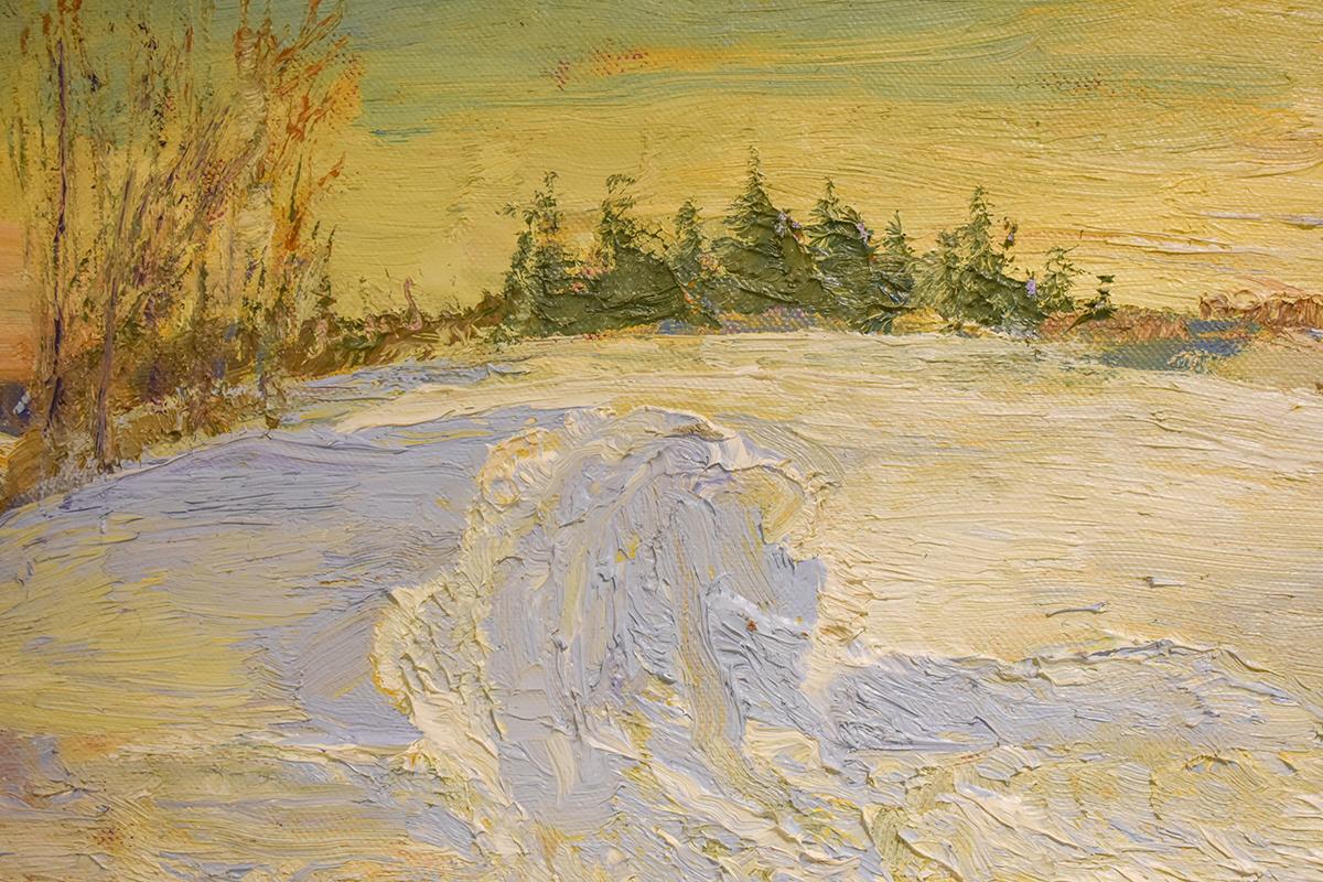 Harry Orlyk Landscape Painting - #5538 John Braymer's Road: Impressionist En Plein Air Winter Landscape on Linen