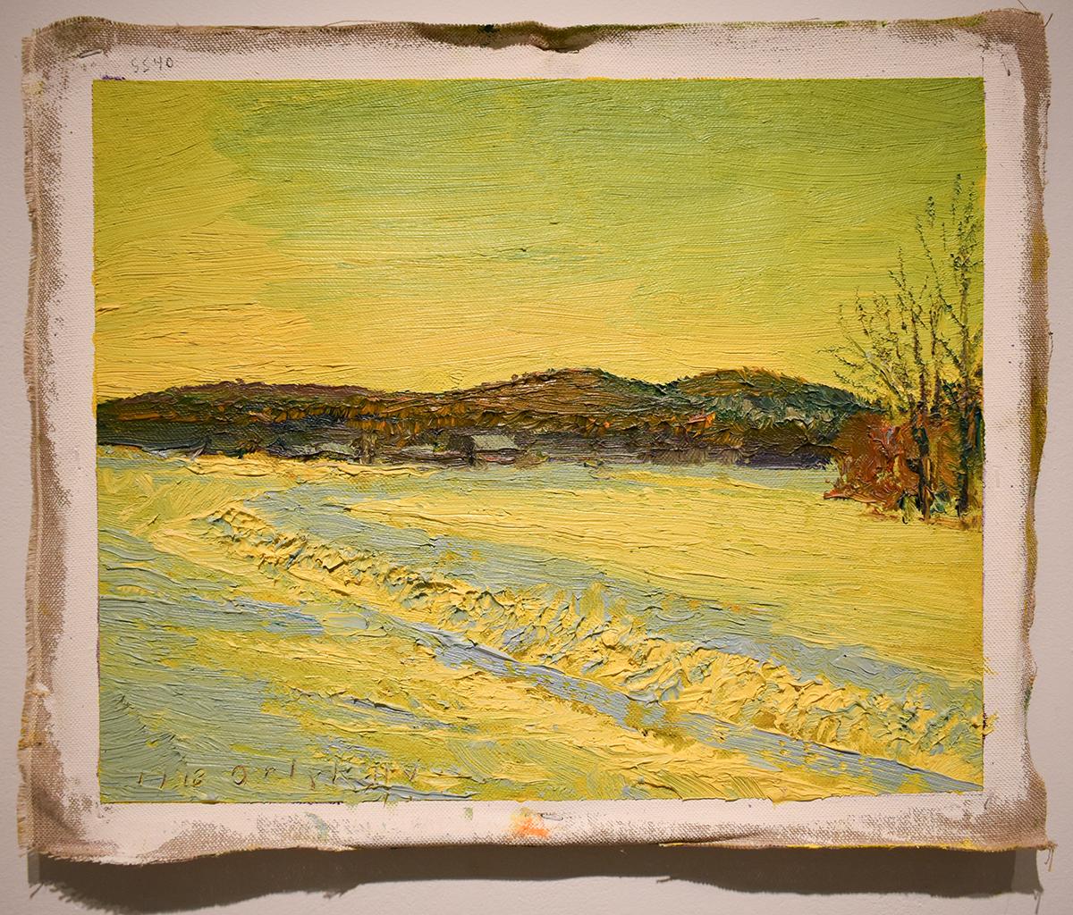 5540 Día de Año Nuevo: Pintura impresionista de paisaje al aire libre sobre lino - Painting de Harry Orlyk