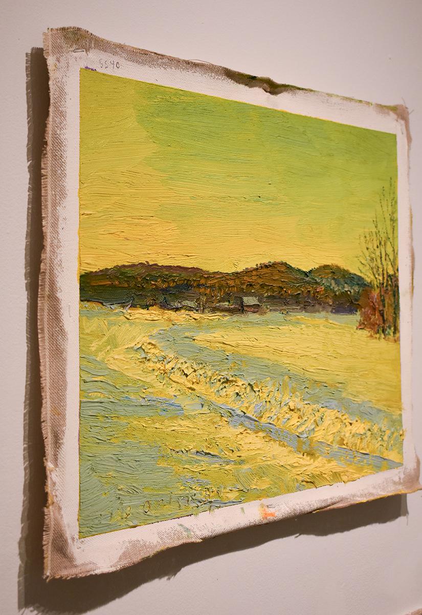 5540 Día de Año Nuevo: Pintura impresionista de paisaje al aire libre sobre lino - Painting Impresionista de Harry Orlyk