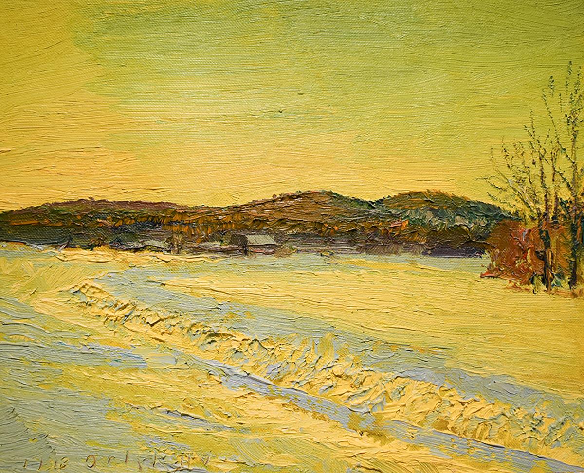 5540 Le jour du Nouvel An : Peinture impressionniste de paysage en plein air sur lin