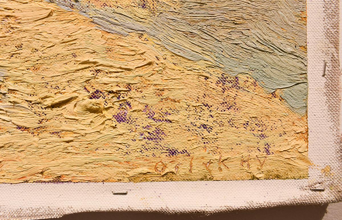 #5545 La strada di John Braymer: Paesaggio invernale impressionista en plein air su lino - Landscape Painting Marrone di Harry Orlyk