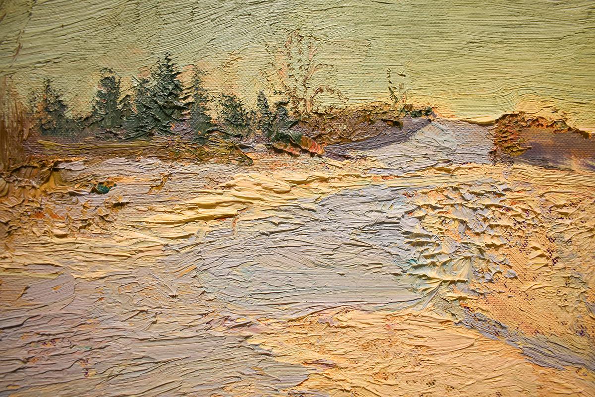 Harry Orlyk Landscape Painting - #5545 John Braymer's Road: Impressionist En Plein Air Winter Landscape on Linen
