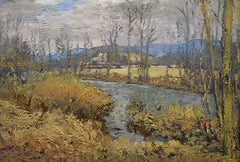 #5548 Old Beattie Farm:  Impressionist En Plein Air Landscape Painting on Linen